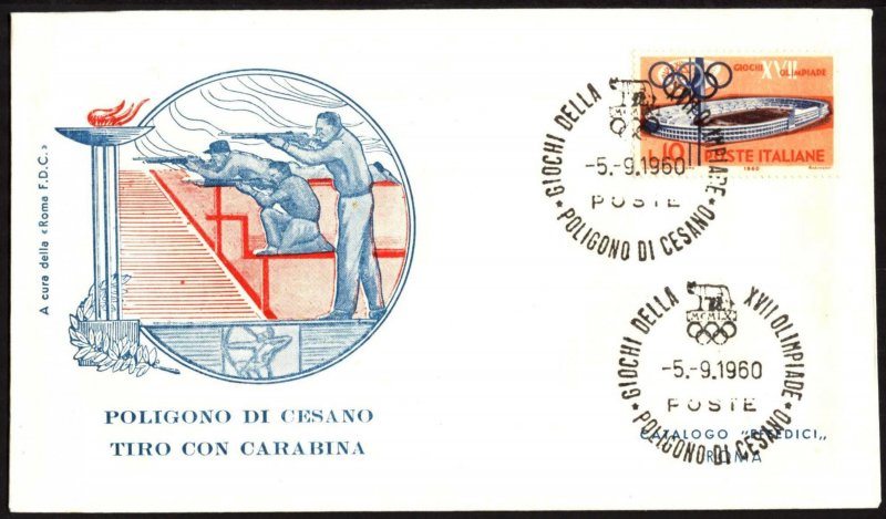 Italy 1960 Olympics Games Rome Rifle Shooting FDC