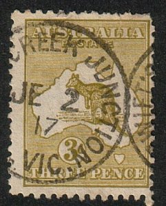 AUSTRALIA VICTORIA 1917 3d Kangaroo SWIFT'S CREEK JUNCTION cds.............15191