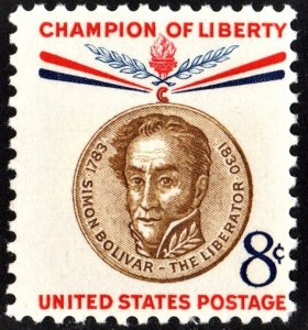 SC#1111 8¢ Champion of Liberty: Simon Bolivar (1958) MNH
