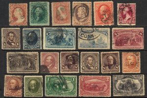 U.S. 26/290 (SCV$318.15) F-VF collection (22) used, 1857-1989