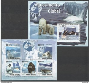 2010 Guinea-Bissau Fauna Marine Life Animals Global Warming Kb+Bl ** Bc716