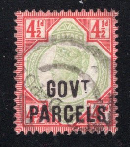 Great Britain 1892 QV 4½p Gov't Parcels-Used-SG# O71  Cats £275.00 (ref# 204073)