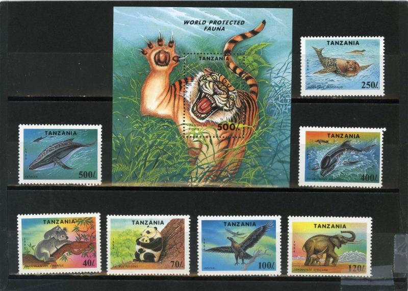 TANZANIA 1994 Sc#1287-1294 FAUNA/ANIMALS SET OF 7 STAMPS & S/S MNH