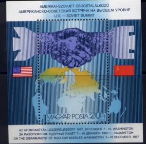 Hungary 3101 MNH Globe, Shaking Hands, US-Soviet Summit, Flags