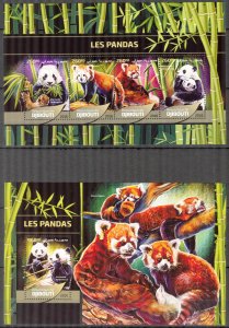 Djibouti 2016 Animals Pandas Sheet + S/S MNH