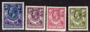 $Northern Rhodesia Sc#6,8,9,13 M/LH/VF-XF, partial set, Cv. $63.50