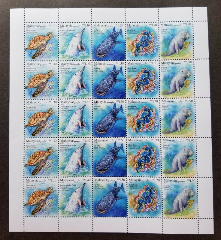 Malaysia Definitive Iconic Marine Life 2020 (setenant sheetlet) MNH *unissued