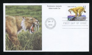 US 3080 Prehistoric Animals - Saber-tooth Cat UA Mystic cachet FDC