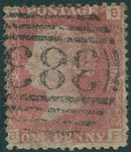 Great Britain 1858 SG43 1d red QV FBBF plate 83 fine used (amd)