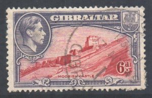 Gibraltar Scott 113 - SG126b, 1938 George VI 6d Perf 13 used