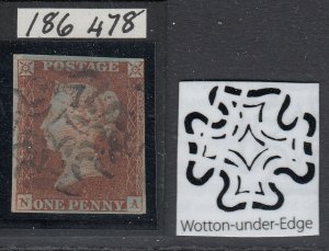 SG spec BS3tw 1841 1d red-brown plate 14. Very fine used with the very scarce... 