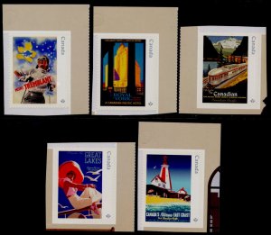 Canada 3334-8 MNH Vintage Travel Posters, Lighthouse, Train, Skiing