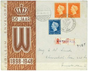 93688 - DUTCH INDIES Indonesia - POSTAL HISTORY - Regist FDC COVER 1948 Royalty