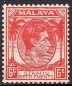 Straits Settlements 1938 6c scarlet MH