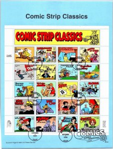 USPS SOUVENIR PAGE COMIC STRIP CLASSICS SHEET OF (20) IN SETENANT FORMAT 1995