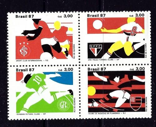 Brazil 2112 NH 1987 Soccer Block of 4