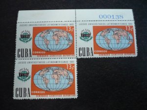 Stamps - Cuba - Scott# 753-756 - Mint Hinged Set of 4 Stamps in Blocks of 3