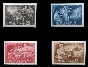 Hungary #968-971 Cat$50, 1951 Five Year Plan, imperf. set of four, never hinged