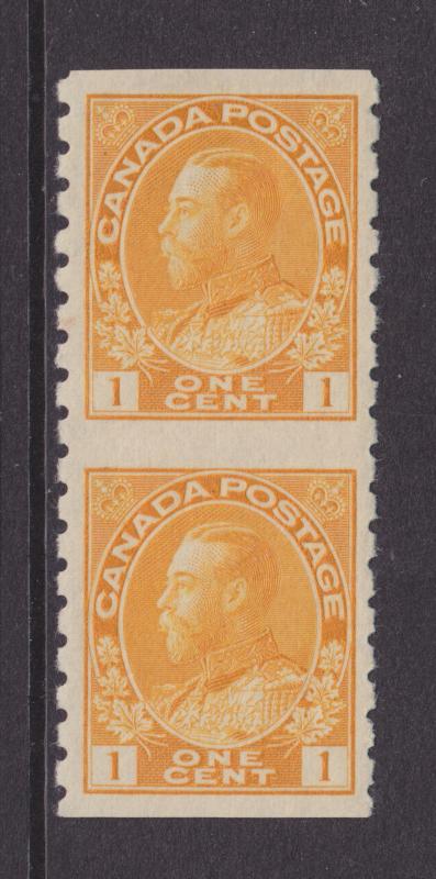 Canada Uni 126a MLH. 1924 1c KGV Admiral, Coil Pair Imperf Between