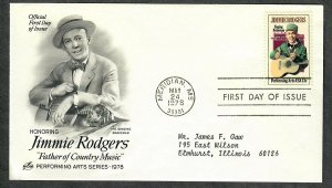 1755 Jimmie Rodgers ArtCraft FDC with neatly typed address