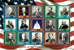 Grenada - 2007 - United States Presidents - Sheet Of 15 stamps - MNH