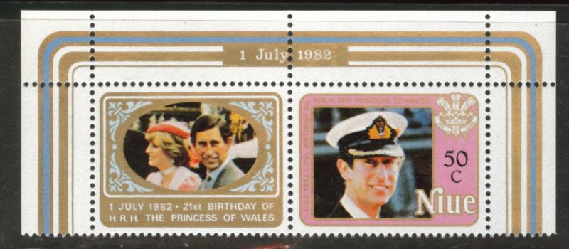 Niue Scott 354 MNH** 1982 Prince Charles stamp with label
