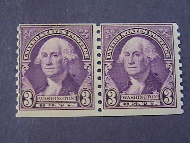 U.S.# 721-MINT/NEVER HINGED---COIL PAIR---PURPLE---WASHINGTON---1932