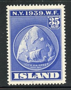 Iceland # 214, Mint Hinge. CV $ 4.50