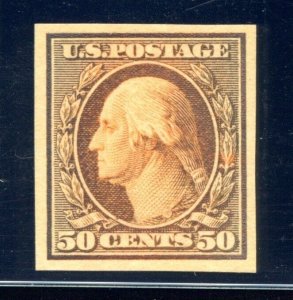 US SCOTT #341TC1ai Trial Color Large Die Proof Orange Brown On Yellow