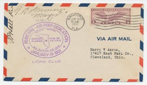 Cover / Postmark USA 1931 Municipal Air Port Dedication - Lions Club