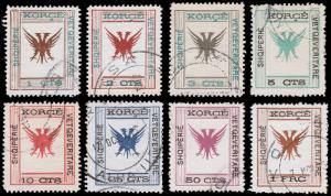 Albania Scott 54-61 (1917) Used H F-VF Complete Set, CV $80.00