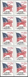 1993 - I Pledge Allegiance Booklet Pane of 10 29c Postage Stamps, Sc# 2594, MNH