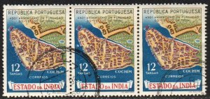 Portuguese India Sc #548 Used Strip of 3