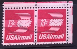 US #C79 Used Pair VF - Airmail: Winged Envelope 13c