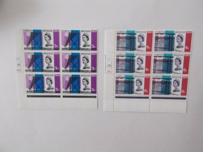 1964 Forth Road Bridge Phosphor set of 2 in Cylinder Blocks of 6 Superb U/M