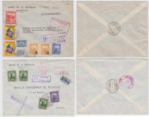 COLOMBIA 1952-53 TWO R-AIR COVERS BARRANQUILLA & BOGOTA TO BRUXELLES VF 