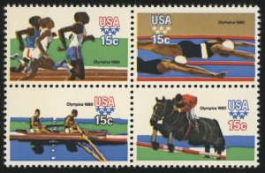 US Sc 1794a MNH Se Tenant Block - 1979 15¢ - 1980 Summer Olympics - P.O. Fresh