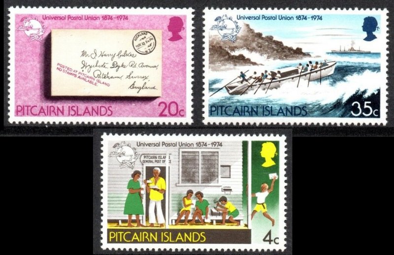 1974 Pitcairn Islands 141-143 100 years UPU - Ships