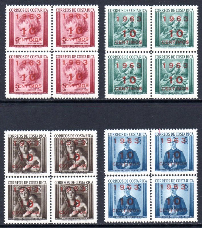 COSTA RICA 262-265 MNH BLOCKS4 SCV $1.60 BIN $.80 RELIGION