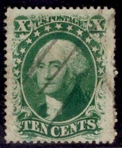 US Stamp #35 10c Washington Used SCV $55. 4 Margins, lightly cancelled.