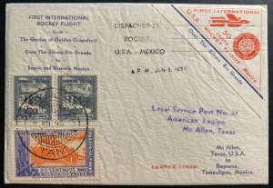 1936 Mcallen TX Usa First Rocket Flight Airmail cover To Reynosa Mexico Rio Gran