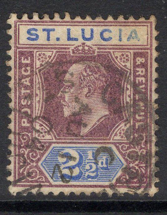 ST.LUCIA SG60 1902 2½d DULL PURPLE & ULTRAMARINE USED