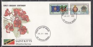 St. Kitts, Scott cat. 364-365. Girl`s Brigade Centenary issue. First day cover.^