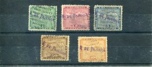 Panama #151-154, #156 overprint issue used cv$107.25