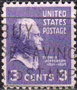 United States 807 - Used - 3c Thomas Jefferson (1938) (3)