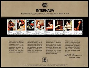 1974 INTERNABA SC37 souvenir card PS-14 8¢ Basel Germany Sc 1530-1537