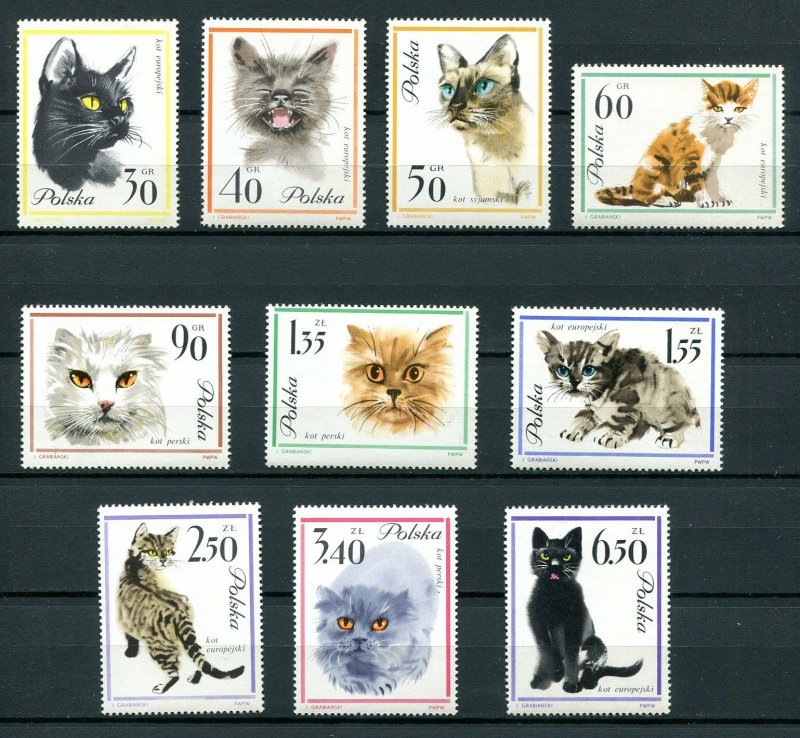 x0377 - POLAND Sc# 1216-1225 CATS Set. Unmounted MNH