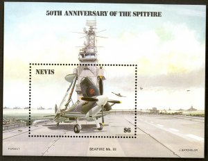 NEVIS 1986 $6.00 SPITFIRE Aircraft  Anniversary Souvenir Sheet Sc 464 MNH