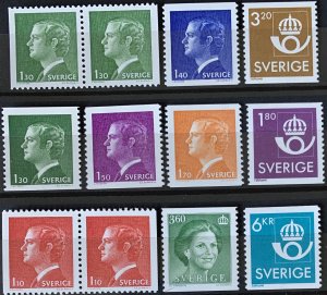 Sweden various MNH. Definitives