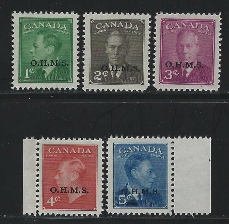 CANADA - #O12-#O15A - KING GEORGE VI OHMS OVERPRINT SET (1950) MNH NEVER HINGED